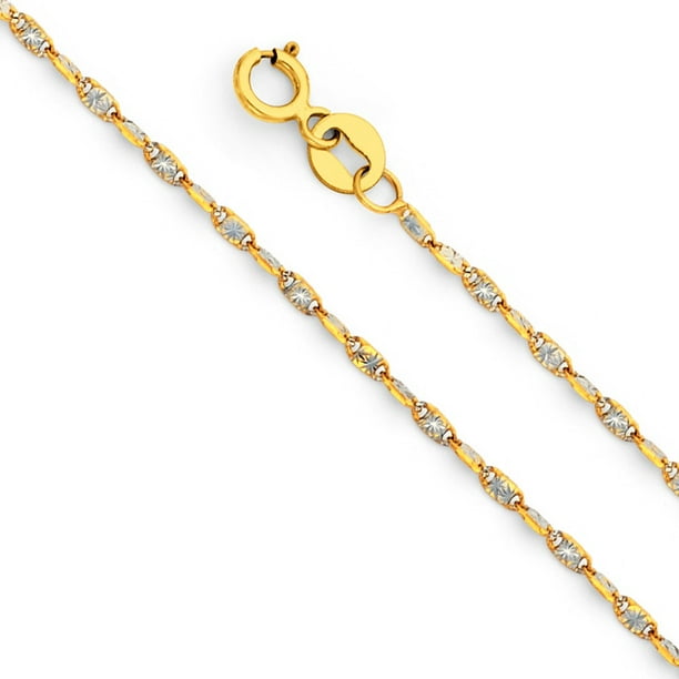 Jewels By Lux 14K White and Yellow Gold Figaro/Open Chain Necklace 